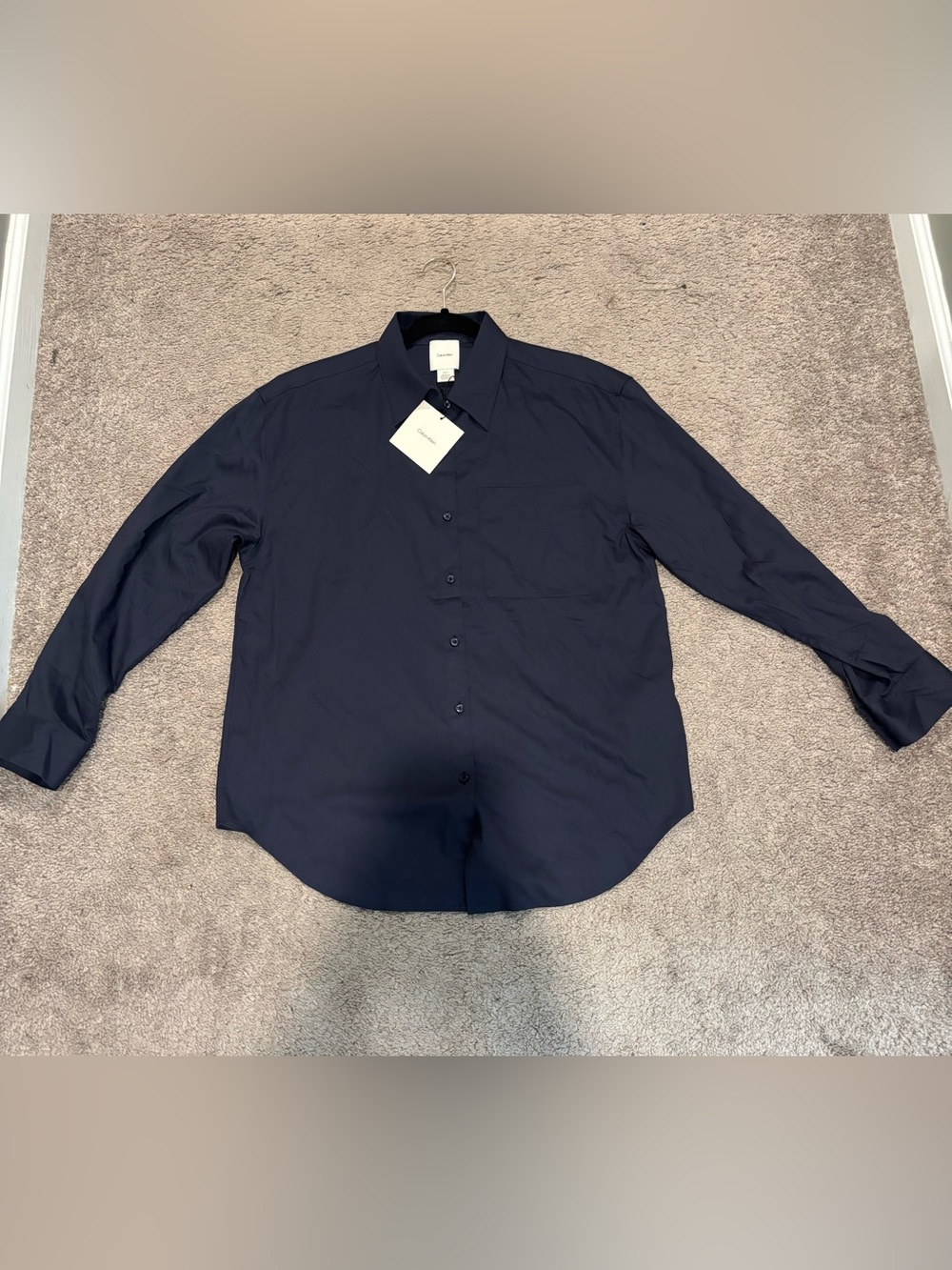 Men’s Calvin Klein Navy Blue Size Small Button Down Long Sleeve Shirt NWT